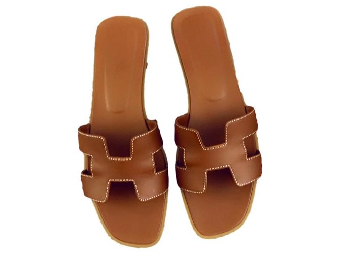 Hermès Oran Mules Leder Braun Dunkelbraun