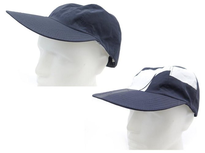 Hermès NEW HERMES ROGER REVERSIBLE CAP 182031N IN NAVY BLUE SILK SILK CAP  ref.311144