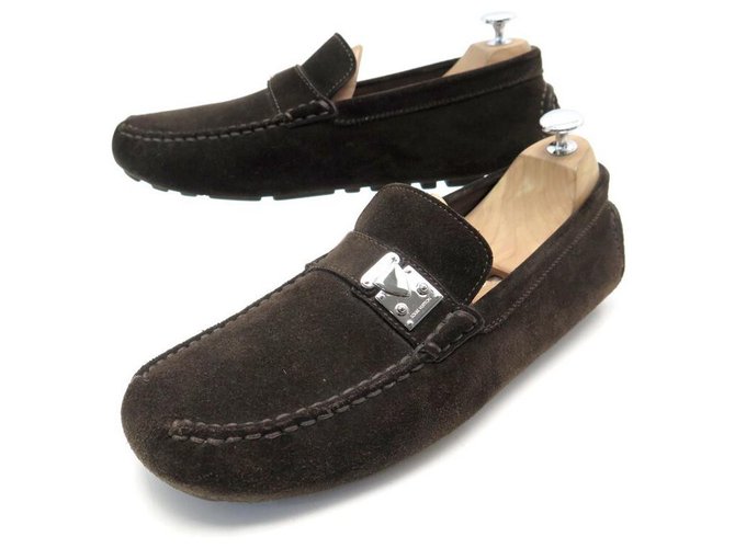 NEW LOUIS VUITTON LOAFERS 9 43 SMALL TRUNK CLASP LOAFERS Brown  ref.311148