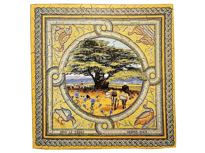 Hermès RARO PUZZLE DI HERMES SOTTO IL CEDRO 270 PEZZI SCIARPA QUADRATI + SCATOLA SCIARPA SERPENTE Multicolore