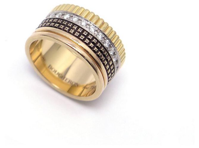 BOUCHERON RING FOUR CLASSIC LARGE JRG00623 T58 GOLD AND DIAMONDS + BOX Golden Yellow gold  ref.311233