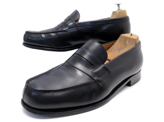JM WESTON LOAFERS 180 8F 42 LARGE BLACK LEATHER LOAFFERS SHOES  ref.311297