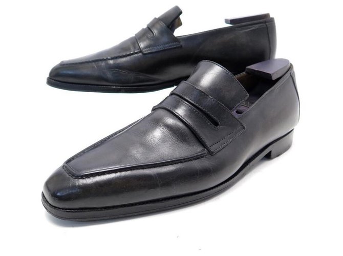 BERLUTI SHOES ANDY DEMESURE LOAFERS 8.5 42.5 LEATHER STRIPPERS SHOES Grey  ref.311303