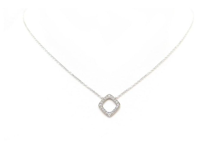 NEW DINH VAN NECKLACE WITH WHITE GOLD PRINT 18K AND DIAMONDS + NECKLACE BOX Silvery  ref.311356