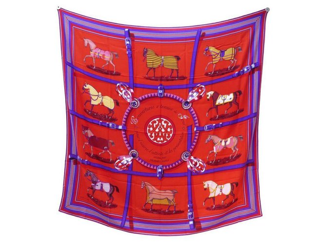 Hermès COPERTE E COMPLETI D-DAY CHALE HERMES. EUDEL CASHMERE E SETA ROSSA Rosso