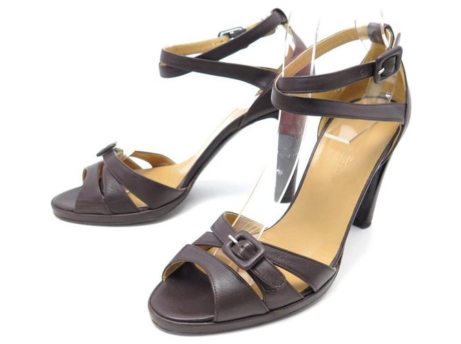 Hermès Hermes shoes 36.5 BROWN LEATHER SANDALS WITH PUMP SHOES BOX  ref.311369