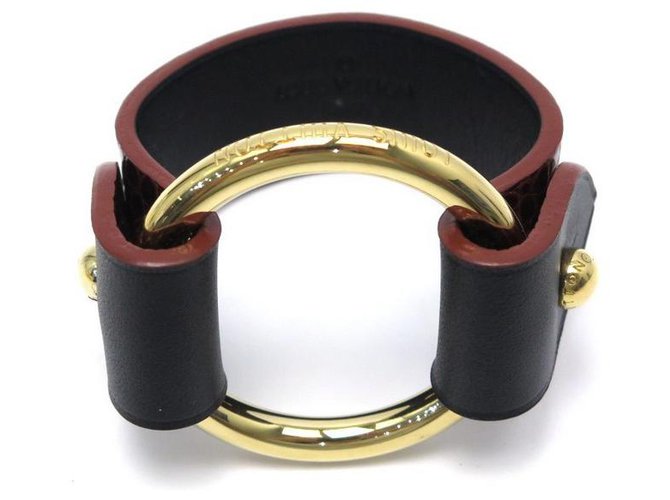NEW LOUIS VUITTON BRACELET T RING 16 CM IN BURGUNDY & GOLD CROCODILE LEATHER Dark red Exotic leather  ref.311418
