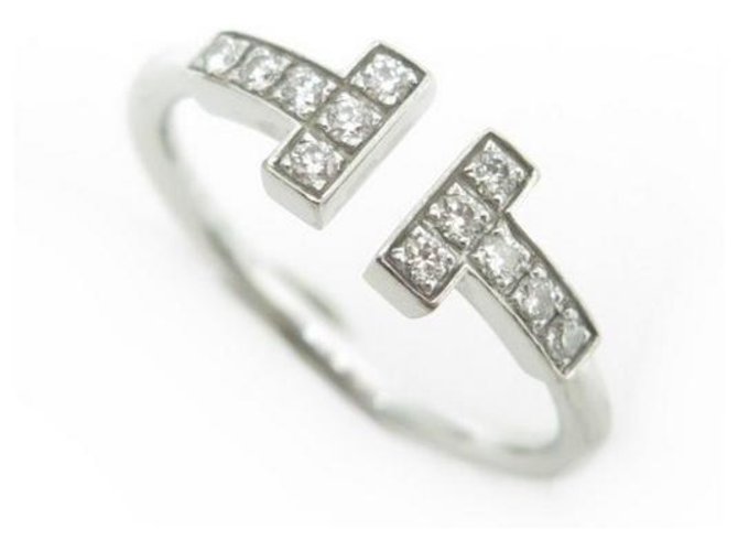 Tiffany & Co TIFFANY WIRE RING 50 OURO BRANCO 18K e diamantes 0.13 CT + CAIXA ANEL DE OURO Prata  ref.311433