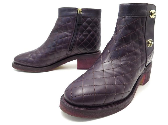 NEW CHANEL SHOES TIMELESS CC G BOOTS31204 40.5 Quilted leather Dark red ref.311447  - Joli Closet