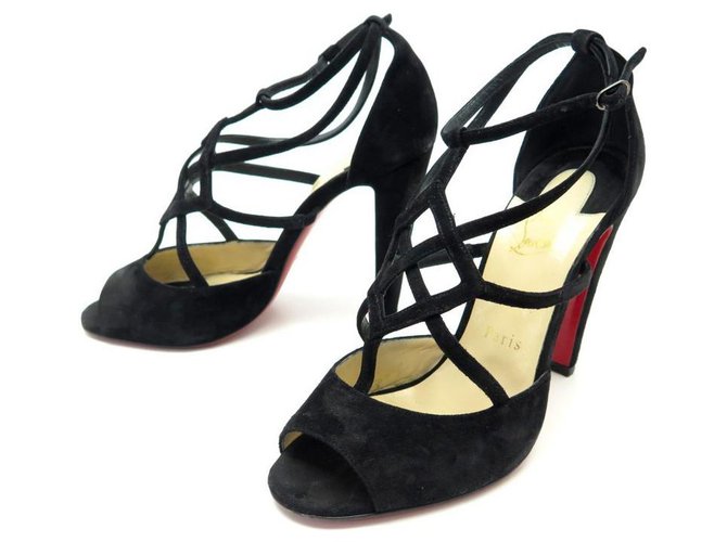 SAPATOS CHRISTIAN LOUBOUTIN BURLINETTE 100 3161035 37 Sandálias com saltos Preto  ref.311472