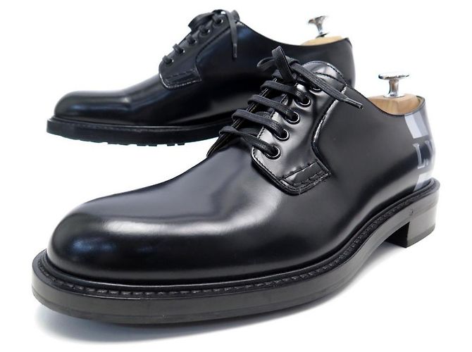 NUOVE SCARPE LOUIS VUITTON VOLTAIRE 7 IT 42 FR DERBY PELLE NERA + SCATOLA Nero