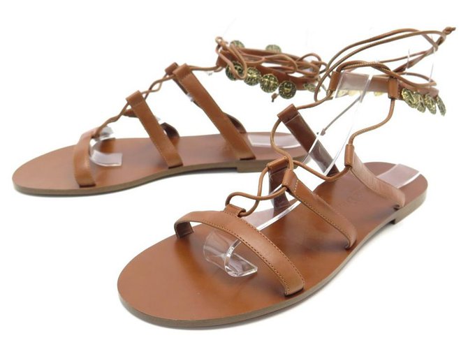 NEW DIOR ZODIAC JADIOR SHOES 38 BROWN LEATHER SHOES SANDALS  ref.311500