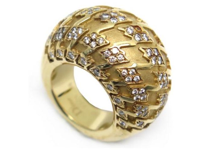 DIOR HALF RING T RING49 In yellow gold 18K 25.5GR & 104 DIAMONDS + GOLD RING BOX Golden  ref.311569