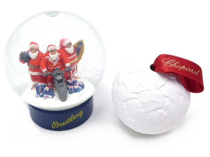 NEW LOT BREITLING SNOW BALL AND CHOPARD CHRISTMAS BALL SNOW GLOBE BOX