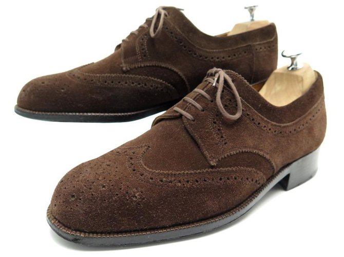 AUBERCY lined SOLE SHOES 9E 43 BROWN FLORAL SUEDE DERBY  ref.311590