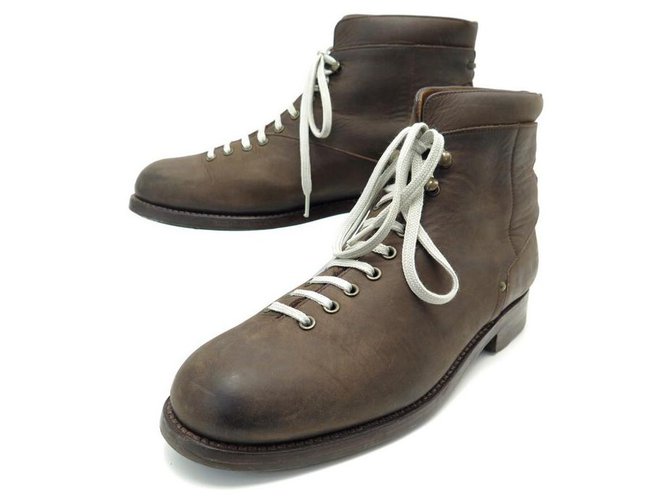 NEUF CHAUSSURES JM WESTON COUNTRY GENTS HICKING BOOTS 132 10D 44 CUIR SUEDE Marron  ref.311611