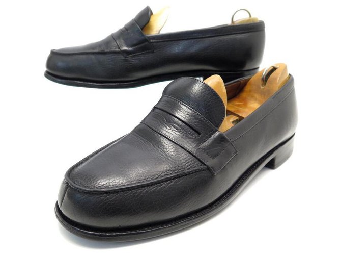 JM WESTON LOAFERS 180 7.5D 42 BLACK SEED LEATHER LOAFERS SHOES ref