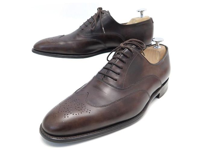 Hermès SCARPE HERMES JOHN RICHELIEU 41 scarpe in pelle marrone
