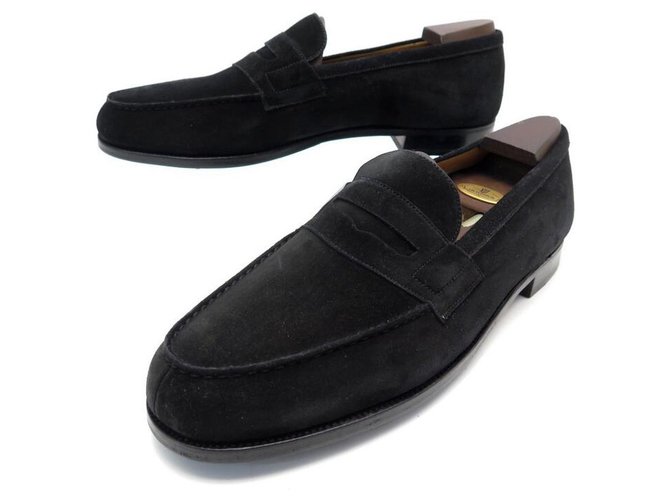NEW JM WESTON LOAFERS 180 13D 47 BLACK SUEDE STAINLESS STEEL SHOES  ref.311658