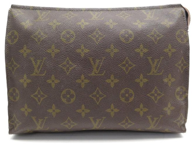 VINTAGE LOUIS VUITTON WC-TASCHE 26 M47542 MONOGRAMM-BEUTEL CANVAS Braun Leinwand  ref.311665