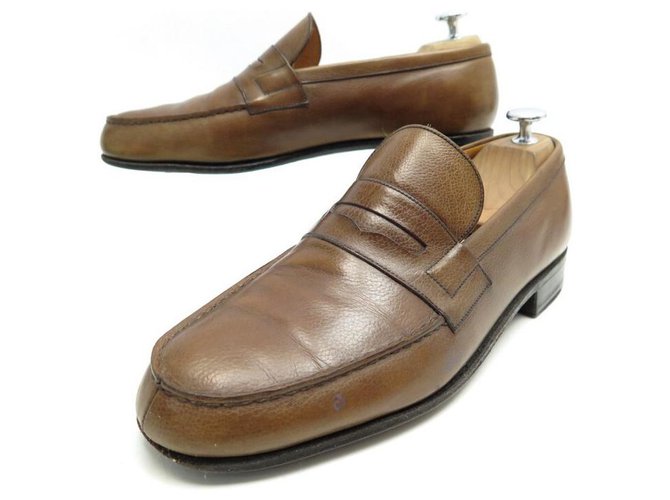JM WESTON MOCASSONS SHOES 180 41 7C BROWN LEATHER LOAFERS SHOES  ref.311700
