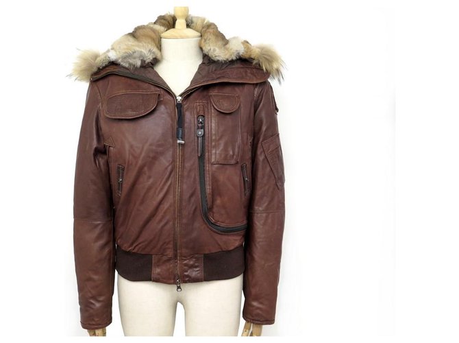 PARAJUMPERS COAT 061142 T36 S BROWN LEATHER COAT  ref.311738