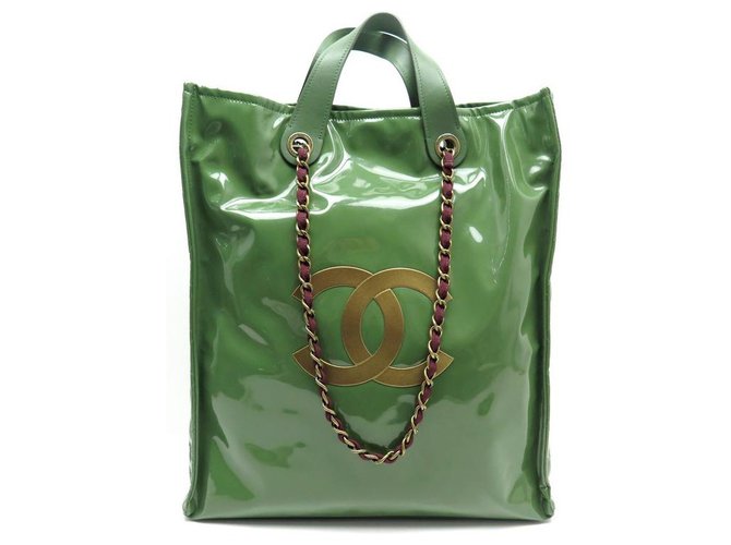 NEUF SAC A MAIN CHANEL CABAS EDITION LIMITEE HARRODS 2012 COLLECTOR PVC TOTE BAG Plastique Vert  ref.311799