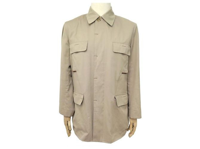 Hermès GIACCA DIRITTA HERMES T 52 L GIACCA TRENCH IMPERMEABILE BEIGE