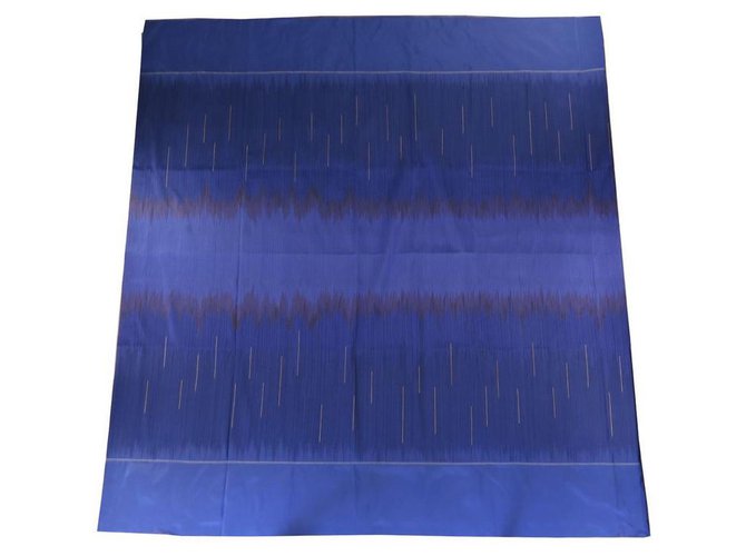 Hermès NEW HERMES TABLECLOTH IN BLUE EMBROIDERED RECTANGULAR SILK 184 x 327 CM SILK TABLECLOTH  ref.311854