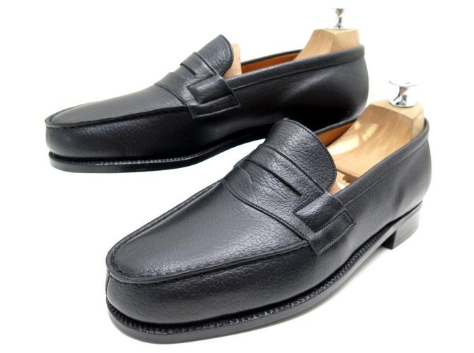 NEW JM WESTON SHOES 180 Church´s Loafers 5.5D 40 BLACK SEED LEATHER SHOES  ref.311859