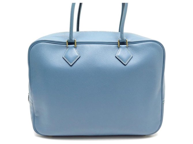 Hermès HERMES PLUME HANDBAG 32 IN BLUE EPSOM LEATHER JEAN LEATHER HAND BAG PURSE  ref.311907
