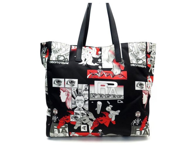 Tote NEUE HANDTASCHE PRADA CABAS JAMES JEAN CANVAS NYLON SCHWARZ NEUE HANDTASCHE Leinwand ref.311932 Joli Closet