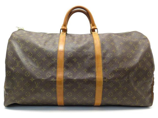 BORSA DA VIAGGIO A MANO KEEPALL VINTAGE LOUIS VUITTON 60 BORSA MONOGRAM IN  TELA Marrone ref.311946 - Joli Closet