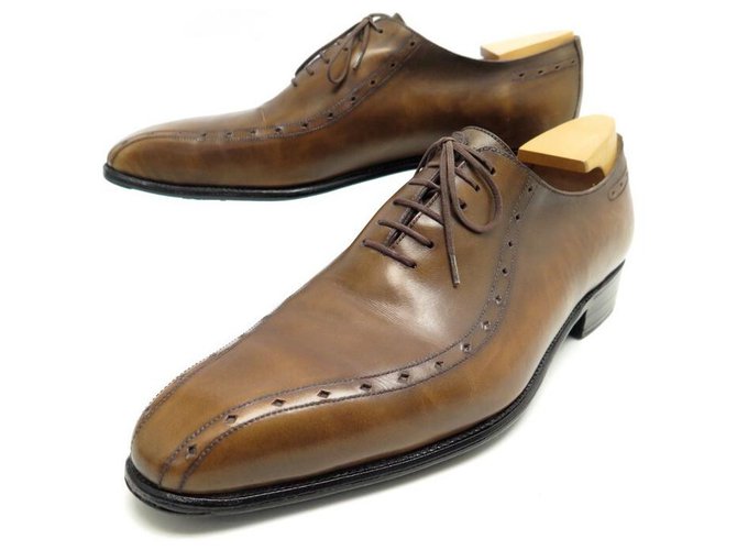JM WESTON RICHELIEU CYCLIST SHOES 412 10C 44 LEATHER + STAINLESS STEEL SHOES Brown  ref.312044