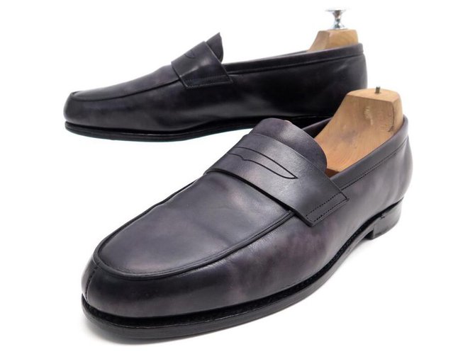 CHAUSSURES JOHN LOBB MOCASSINS FINEDON 8E 42 CUIR ANTHRACITE LEATHER SHOES Gris anthracite  ref.312045