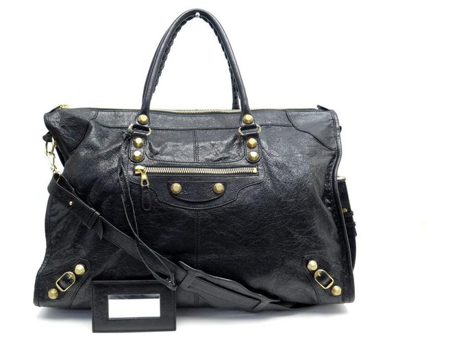 Balenciaga Classic City Handbag 433429 TRAVEL BLACK LEATHER BANDOULIERE BAG  ref.312057