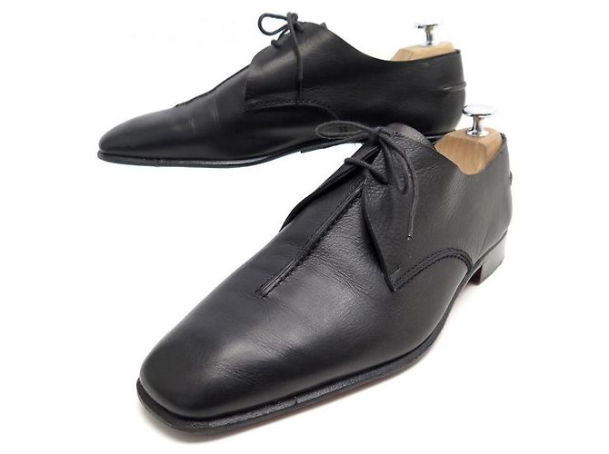 Hermès SCARPE DERBY HERMES 41 SCARPE NERE IN PELLE DI CANGURO Nero