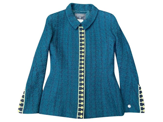 Chanel Tweed jacket Dark green Wool  ref.312107