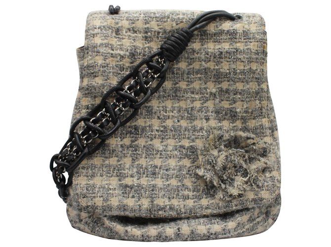 Chanel TWEED MESSAGER Coton Gris  ref.312130