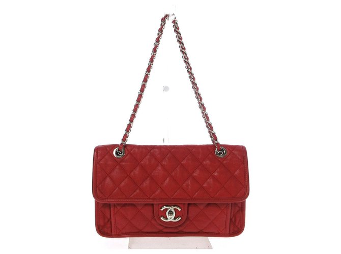 Chanel Classic Flap Roja Cuero  ref.312254