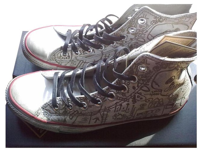 Converse Graffiti Sneaker aus Leder Eggshell Aus weiß