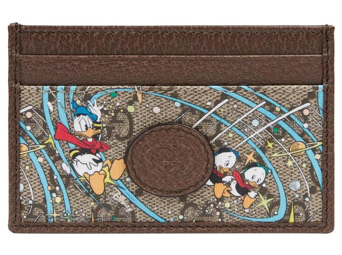 Porte-cartes Gucci x Disney Cuir Marron  ref.312360