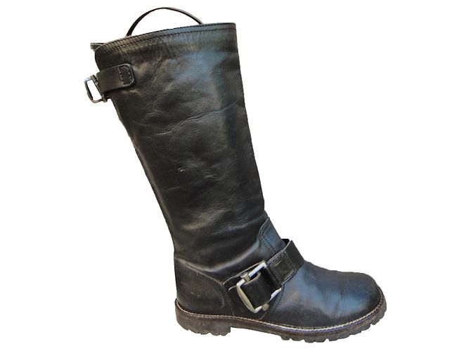 Botas biker Marni de cuero negras 37 Negro