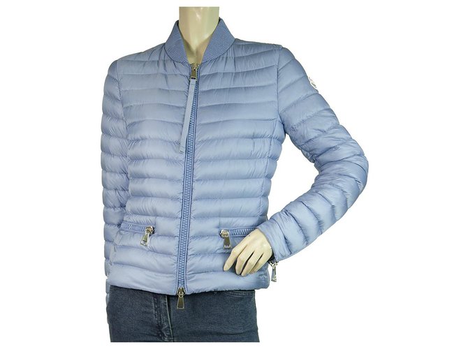 Moncler Coats, Outerwear Light blue Polyester Polyamide  ref.312546