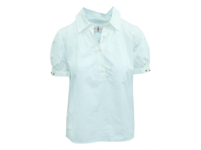 Tory Burch White Short Sleeve Shirt Cotton  - Joli Closet