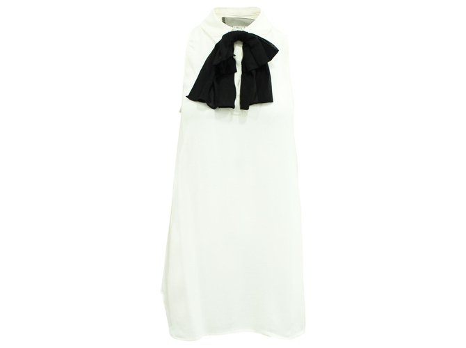 Reformation Camisa marfil sin mangas con lazo negro Blanco Crudo  ref.312680