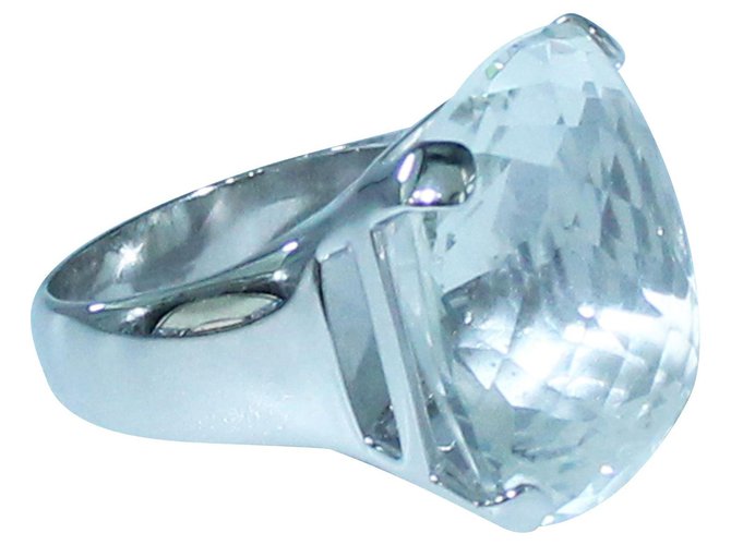 Swarovski Anel com Grande Cristal Prata Metálico Metal  ref.312701