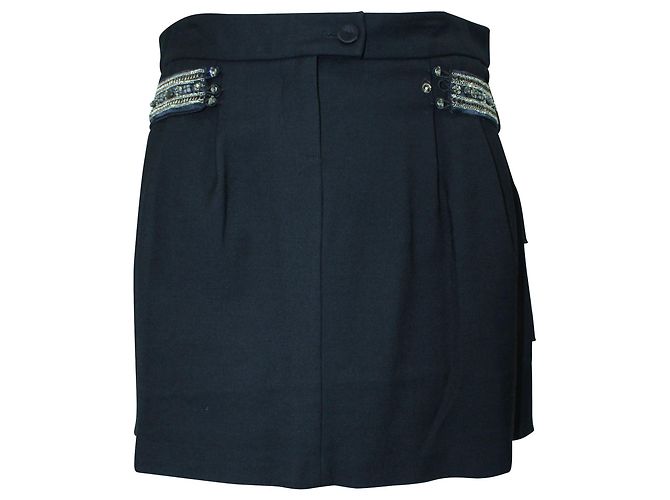Pinko Black Mini Skirt with Crystal Accent