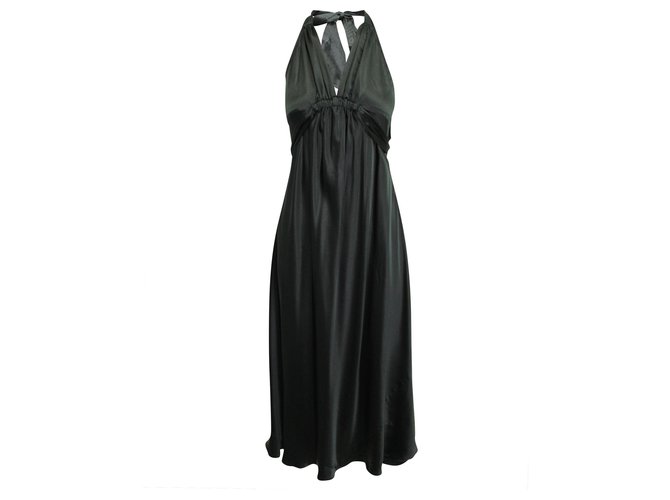 Les Petites Halter Neck Silk Dress with Open Back Black  ref.312735