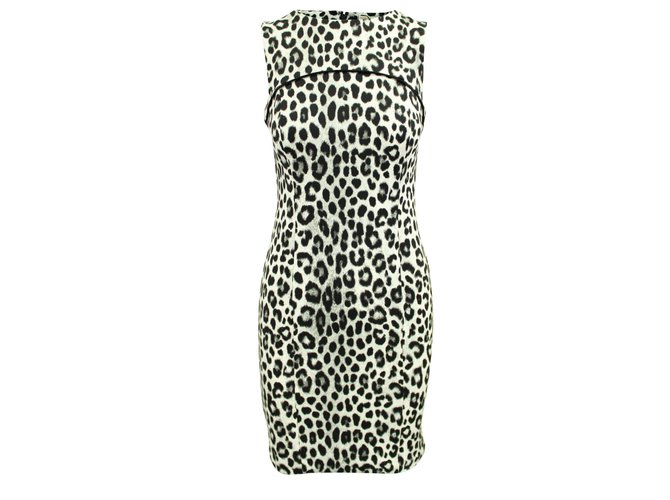 Michael Kors Schwarzes und weißes Kleid mit Leopardenmuster Polyester  ref.312750